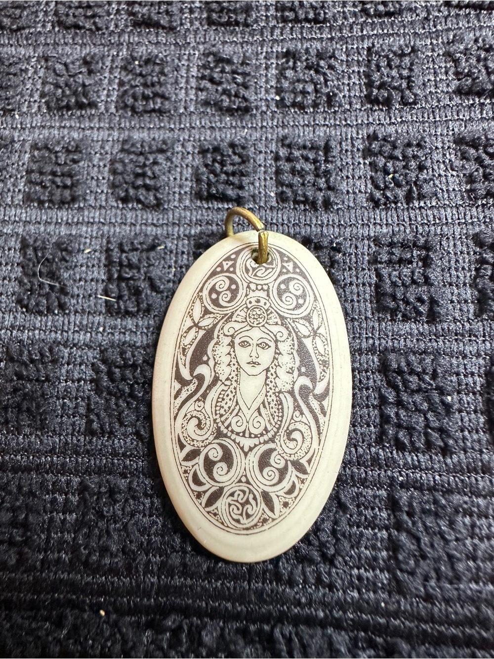 Handmade Celtic Art Fine Porcelain by Touchstone Pottery pendant - Brigantia